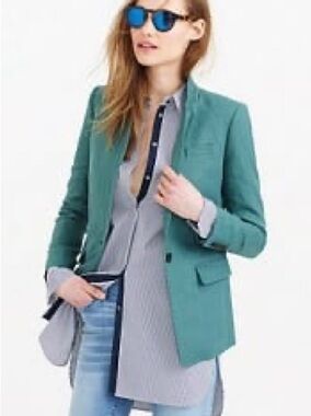 J Crew Women's Teal Tailored Blazer Jacket